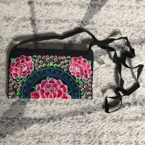 Rose embroidery clutch/ purse